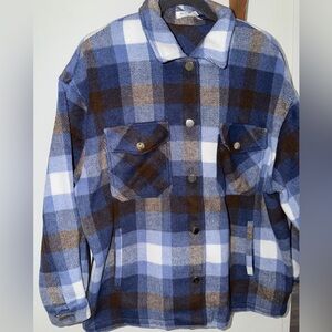 Workshop Republic Large Women’s Blue & Brown Plaid Jacket
